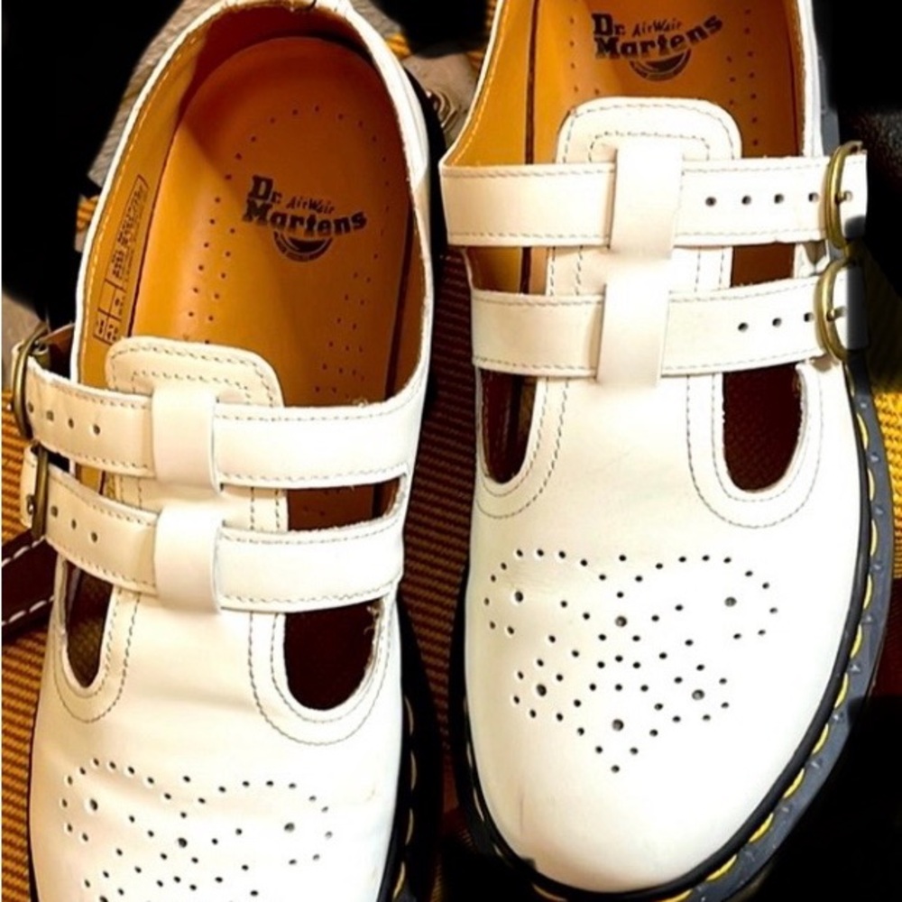 Dr. Martens White Mary Janes w/Dbl Buckles